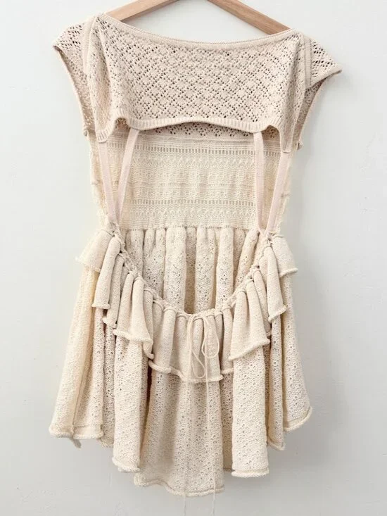 Free People Juliette Ruffle Top Cream Boho Coastal Cowgirl L - Picture 4 of 10